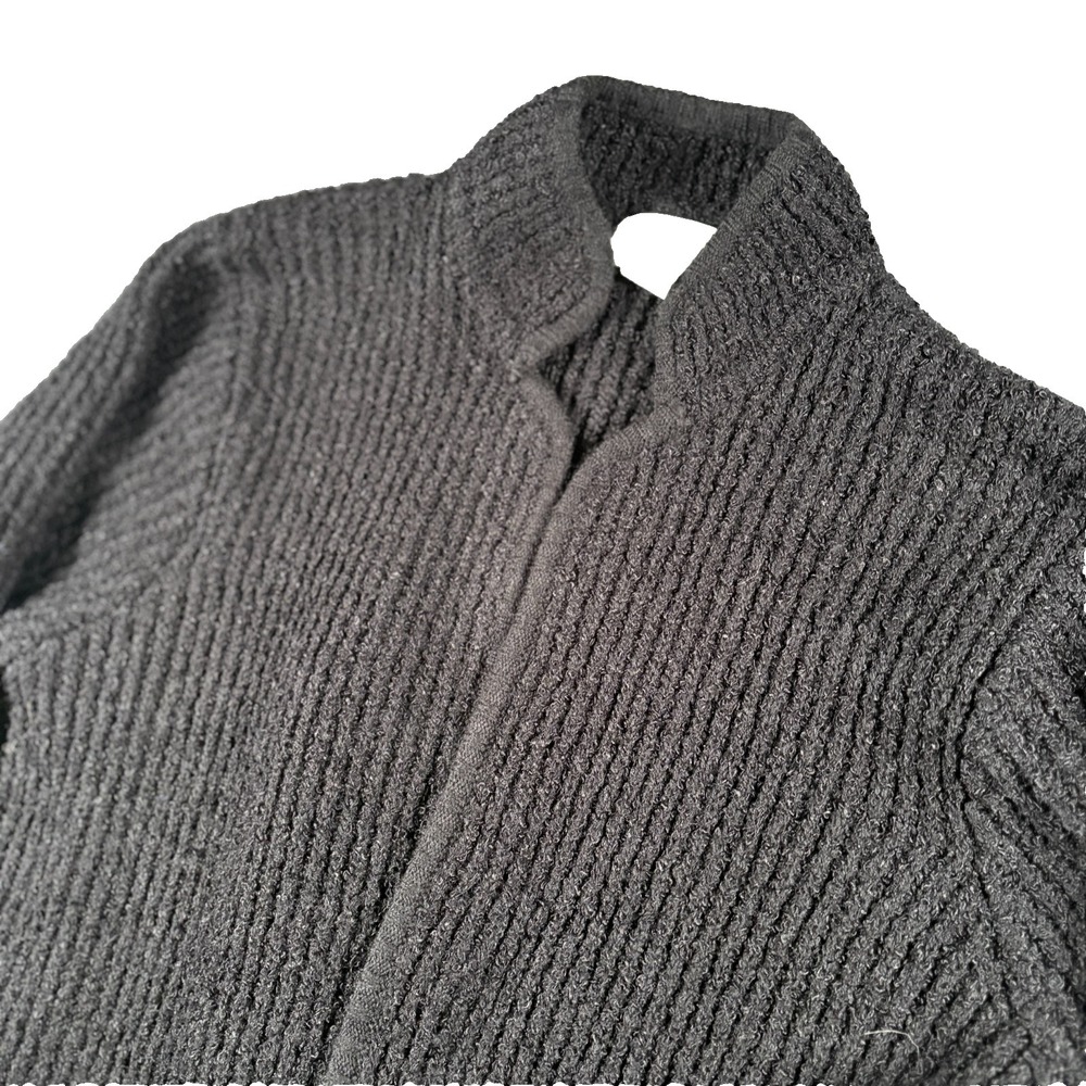 Side‎ Effects Cardigan Sweater Womens Large Black Ribbed Knit Open Front Pockets